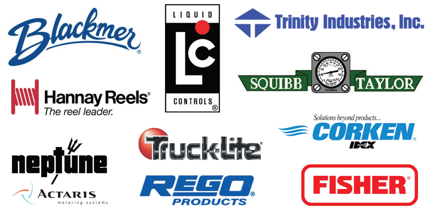 Blackmer, Hannay Reels, Neptune, Actaris, Truck Lite, Rego Products, Trinity Industries, Inc., Squibb Taylor, Corken Idex, Fisher, Liquid Controls